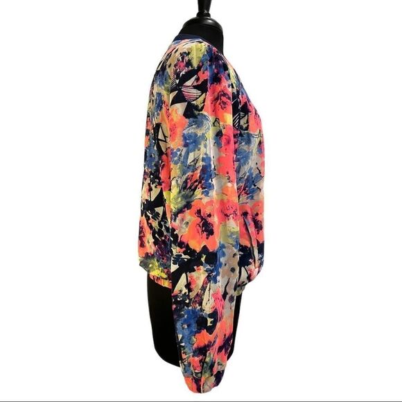 Japna Floral Zip Front Bomber Jacket Sz L - Picture 5 of 11
